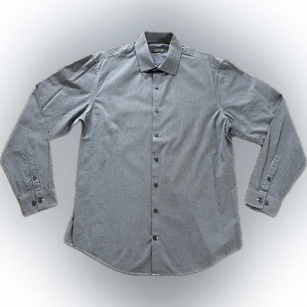 Kenneth Cole React Slim Fit Button Down Collared Dress Shirt Men's 16 34-35